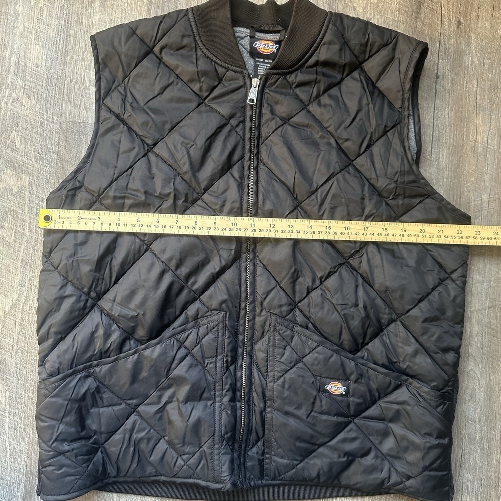 Dickies Men's Size Large L Diamond Quilted Nylon Vest Black Winter Y2K Workwear - Picture 7 of 7